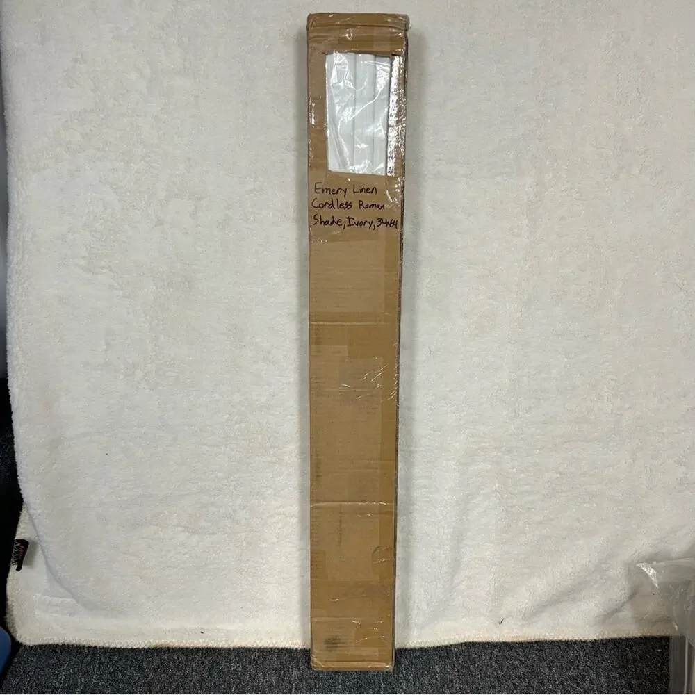 *READ Pottery Barn Emery Linen Cordless Roman Shade Blackout Ivory 34
